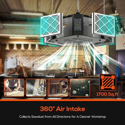 ABESTORM 360 Degree Intake Air Filtration System Woodworking 1350 CFM Hanging - Image 2