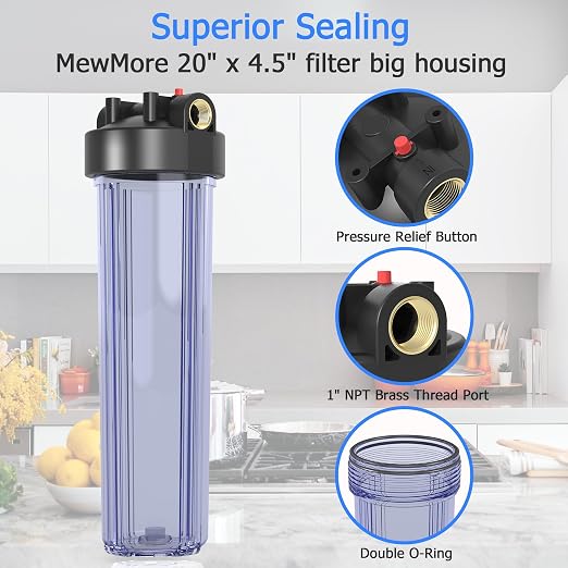 WHT20 Whole House Water Filter Housing, Fit 20"x4.5" Sediment etc Filters - Image 2