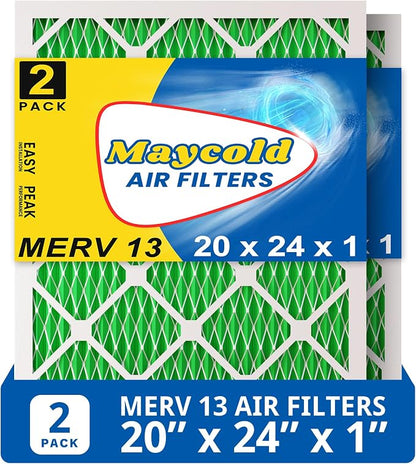 Maycold MERV 13 20x24x1 Air Filter, High-Efficiency Pleated AC & Furnace Filters by Maycold