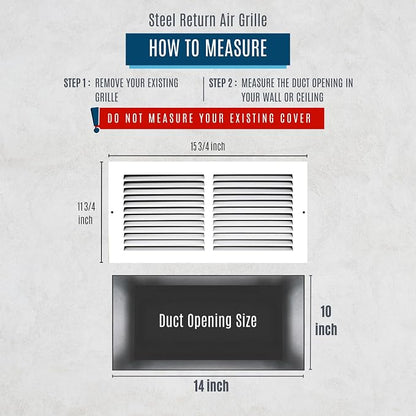 Fits 14x10 Duct Opening | Steel Return Air Grille by Handua | Vent Cover Grill - Image 3