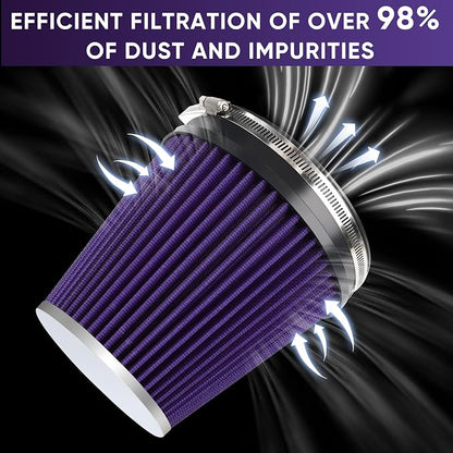 6" 152mm Cold Air Intake Filter Clamp-On Replacement High Flow Inlet Air Filter - Image 4