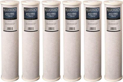 Bluonics 4.5 x 20" Carbon Block Water Filters 6 pcs 4.5" x 20" Cartridges by BLUONICS