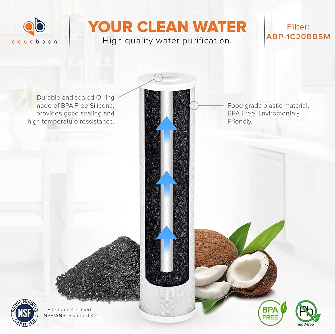 Aquaboon 5 Micron 20 x 4.5 Premium CTO Activated Carbon Water Filter Cartridge - Image 4