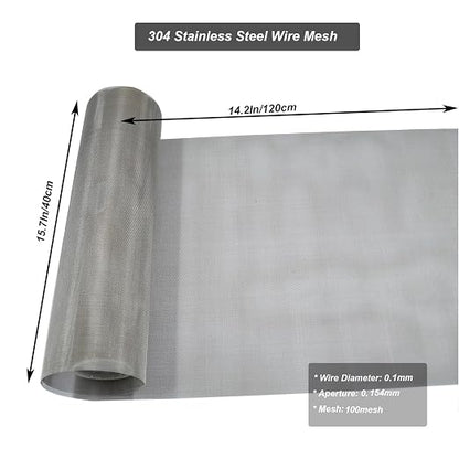 304 Stainless Steel Mesh 100Mesh, 15.7"x47.2" Metal Mesh Screen, Woven Fine - Image 2