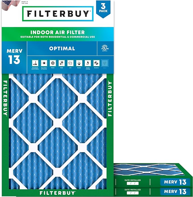 Filterbuy 17.13x26.25x1 Air Filter MERV 13 Optimal Smoke & Allergy Defense by Filterbuy