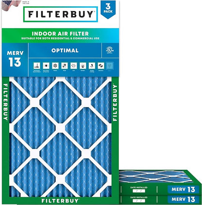Filterbuy 17.13x26.25x1 Air Filter MERV 13 Optimal Smoke & Allergy Defense by Filterbuy