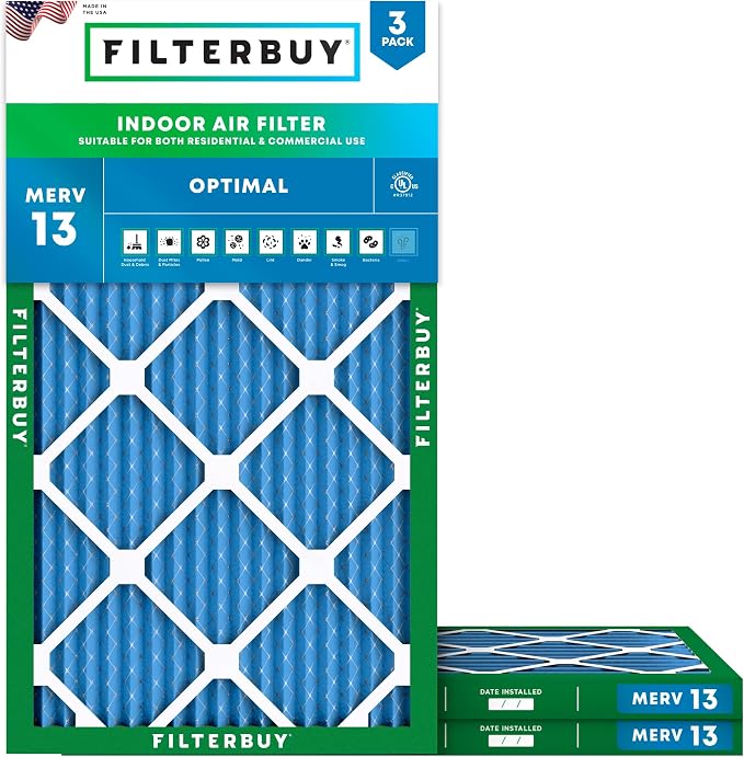 Filterbuy 12x24x1 Air Filter MERV 13 Optimal Smoke & Allergy Defense, by Filterbuy