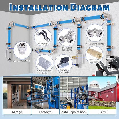 Shop Air Line Kit 3/4” 200FT Compressed Air Piping System HDPE-Aluminum-HDPE - Image 7