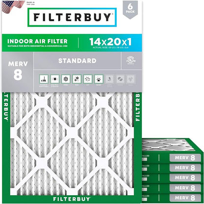 Filterbuy 14x20x1 Air Filter MERV 8 Essential Dust & Allergy Defense, by Filterbuy