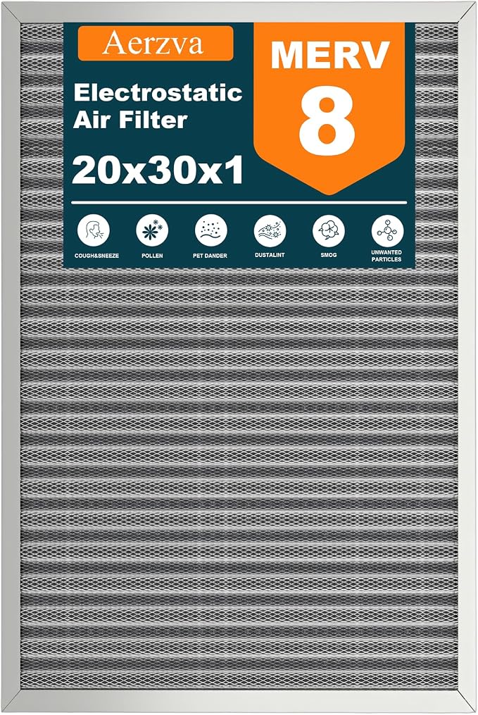 20x30x1 Reusable Air Filter, MERV 8, Permanent Electrostatic Air Filter by Unknown