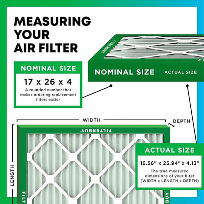 Filterbuy 17x26x4 Air Filter MERV 13 Optimal Smoke & Allergy Defense, - Image 2