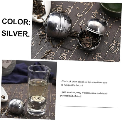 STOBAZA 5pcs Stainless Steel Tea Strainer Seasoning Ball Box Hanging Chain Easy - Image 3