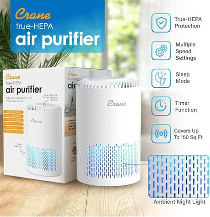 Crane True HEPA Air Purifier for Home, and Dorm Room, Bedroom Essentials - Image 6