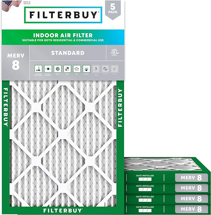 Filterbuy 10x30x1 Air Filter MERV 8 Essential Dust & Allergy Defense, by Filterbuy