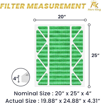 MervKing 20x25x4 Air Filter Actual Size: 19.88" x 24.88" x 4.31" MERV 13 MPR - Image 2