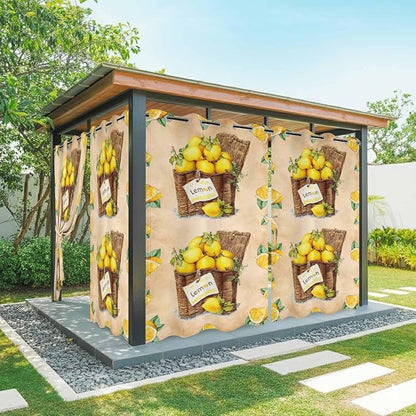 Lemon Outdoor Curtains for Patio Lemons in Baskets Summer Tropical Plant Brown by Unknown
