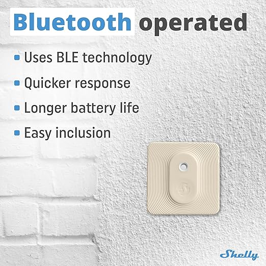 Shelly Bluetooth Smart Temperature & Humidity Sensor with Remote App Control & Monitoring, Home Assistant, Alexa, Google Home, Smart Scenes, IP54, Notification Alerts, Blu H&T Ivory