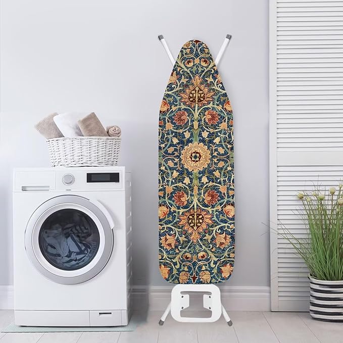 ZCFYGDX Vintage Flower Print 15 x 48 Ironing Board Covers Nylon Buckle Straps Fasteners & Elastic Edge Stain Resistant Breathable,Suitable for Multi-Size Iron Board Relaxing Ironing Experience