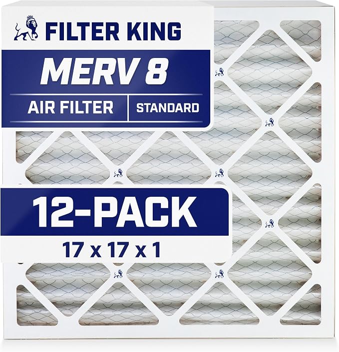 Filter King 17x17x1 Air Filter | 12-PACK | MERV 8 HVAC Pleated A/C Furnace by FilterKing
