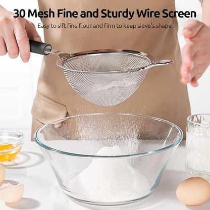 U-Taste Medium Fine Mesh Strainer: 18/8 Stainless Steel 4.73in 30 Mesh Kitchen - Image 5