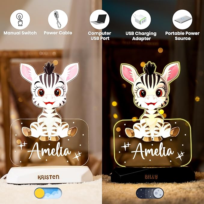 hun concept Kids Lion Night Light – Personalized Name Lamp for Boys & Girls, Custom Animal LED Bedroom Decor, Baby Nursery Nightlight Gift, Cute Safari Theme Children’s Room Lamp
