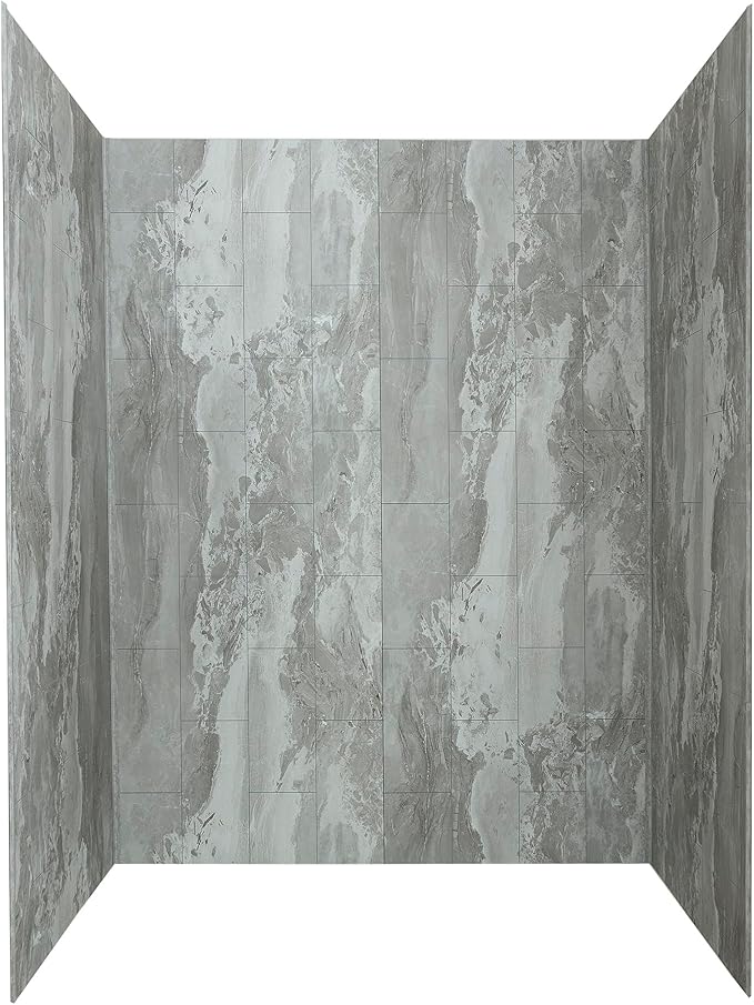 Palisade 78in x 60in x 32in Waterproof Vinyl Shower Surround Kit with Accessories in Urban Slope