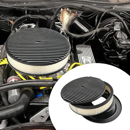 14 x 3 Inch Round Black Air Cleaner Kit Fully Finned Top - Image 6