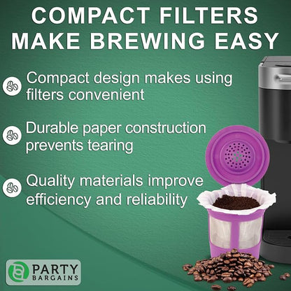 PARTY BARGAINS 300 Compact White Coffee Filter Liners – Disposable, Compatible - Image 6