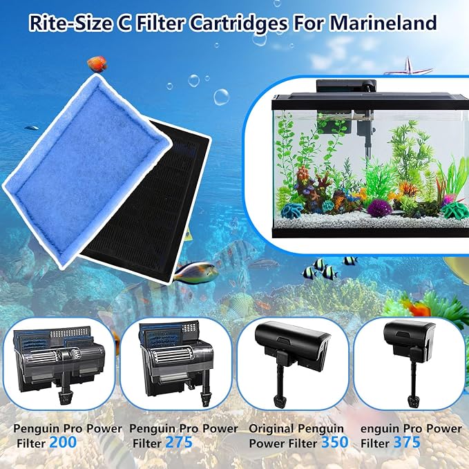 12 PCS Aquarium Filter Cartridge Filters, Rite-Size C Fish Tank Filter Cartridge - Image 2