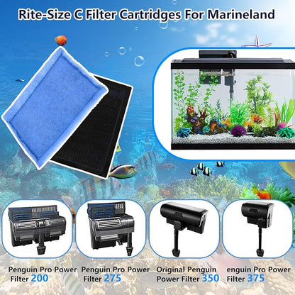 12 PCS Aquarium Filter Cartridge Filters, Rite-Size C Fish Tank Filter Cartridge - Image 2