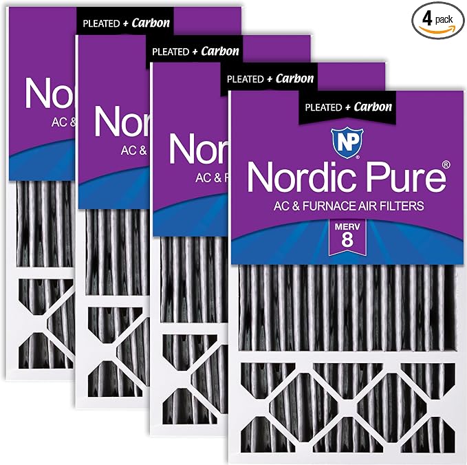 Nordic Pure 16x25x5 Honeywell Replacement Air Filters MERV 8 Plus Carbon 4 Pack by NordicPure