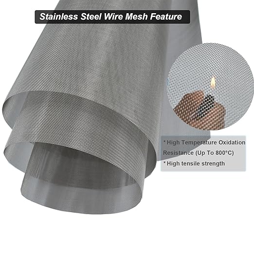 304 Stainless Steel Mesh 40Mesh, 15.7"x47.2" Metal Mesh Screen, Woven Fine Wire - Image 3
