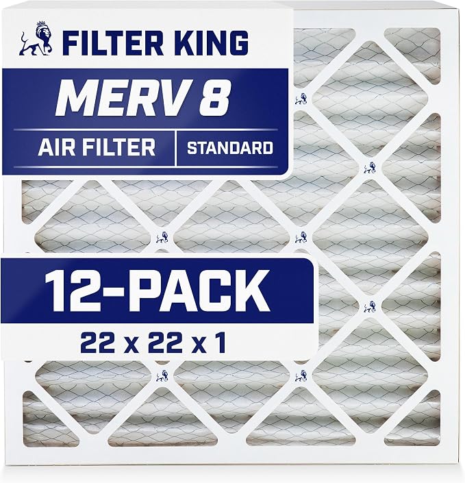 Filter King 22x22x1 Air Filter | 12-PACK | MERV 8 HVAC Pleated A/C Furnace by FilterKing