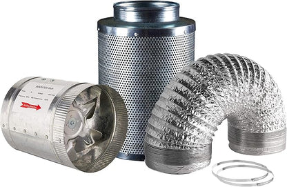 Hydro Crunch 4 inch 100 CFM Booster Fan & 4" x 12" Carbon Filter by Hydro+Crunch