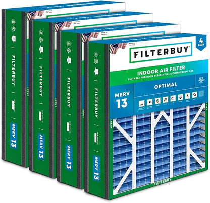 Filterbuy 20x25x5 Air Filter MERV 13 Optimal Smoke & Allergy Defense, Pleated by Filterbuy