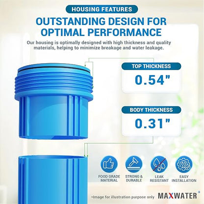 Max Water 20" x 4.5" Whole House Water Filter Housing, Big Filter Blue - Image 4