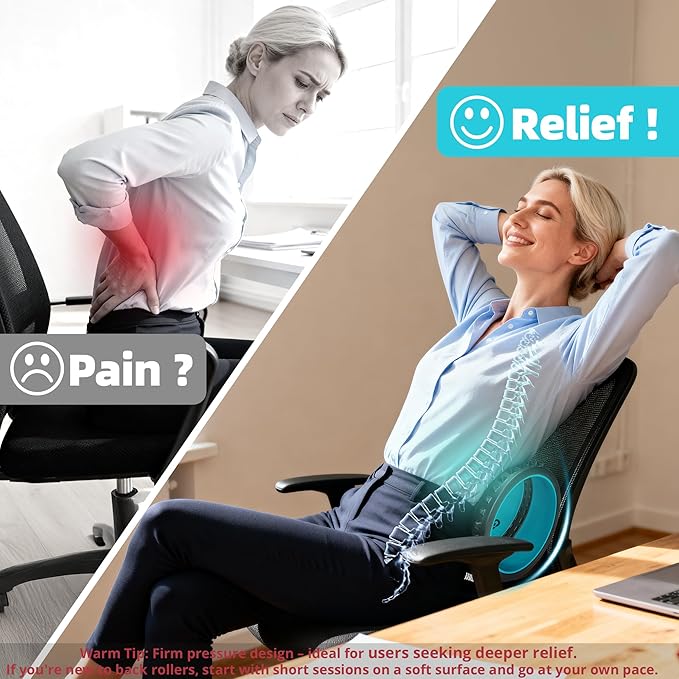Back Roller for Back Pain Reliefn & Stretching, Deep Tissue Massage Roller Supports Up to 530 lbs / 240 kg, 5.5''-7.5'' Curved Foam Roller for Home Physical Stretching