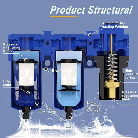 3/8" NPT Air Dryer System, Air Compressor Filter Dryer, 5 and 5 Micron Filter - Image 5