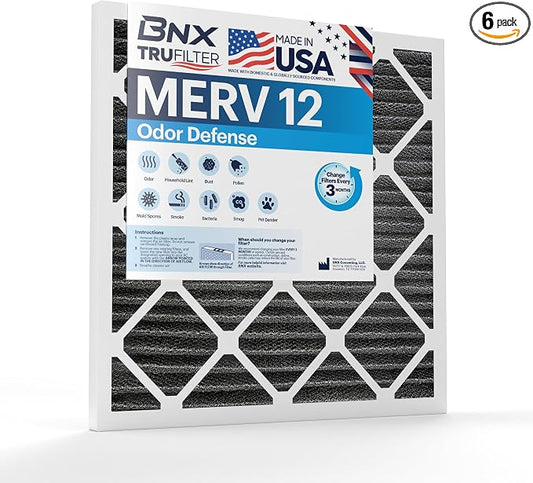 BNX TruFilter 14x20x1 MERV 12 Odor Defense AC Furnace Air Filter by BNX