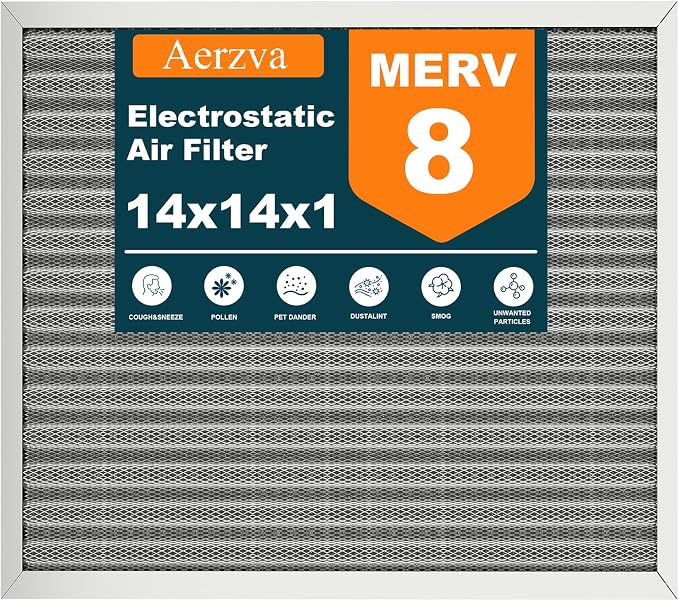 14x14x1 Reusable Air Filter, MERV 8, Permanent Electrostatic Air Filter by Unknown