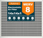 14x14x1 Reusable Air Filter, MERV 8, Permanent Electrostatic Air Filter by Unknown