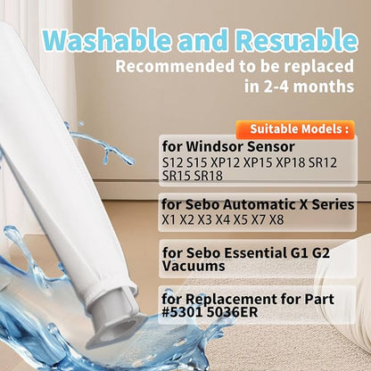 6-Pack MicroFilter fit for SEBO Auto-X S | Replacement Vacuum Filters for - Image 7