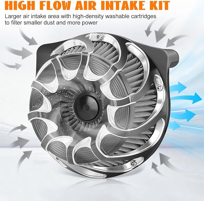 High Flow Air Cleaner Intake Filter System Kit Air Filters Cover Drift Style - Image 4