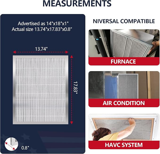 14x18x1 Lifetime Electrostatic Air Filter, MERV 8 Washable Aluminum AC/HVAC - Image 6