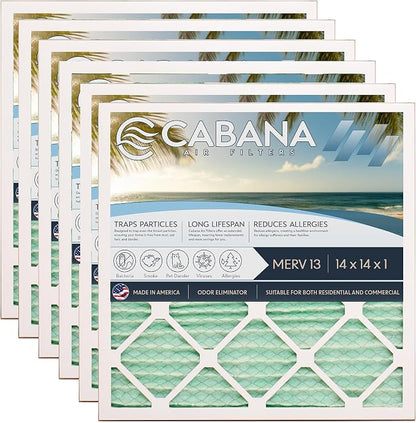 Cabana Filters 6-Pack 14x14x1 MERV 13 AC Furnace Air Filter by CabanaAirFilters