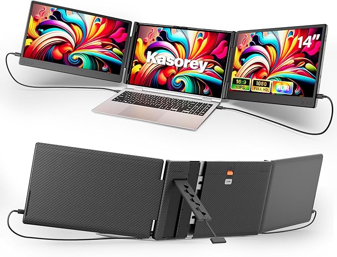 New Upgraded Laptop Screen Extender Portable Monitor, 1080P FHD IPS Screen, Monitor Extender for Laptop, Fit for 13-17" Laptops, Plug & Play Compatiable with Windows/Mac/Android/Switch (14 inch)