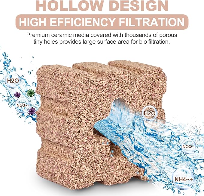 RealPlus Aquarium Filter Media 40pcs Bio Ceramic Brick - Image 3