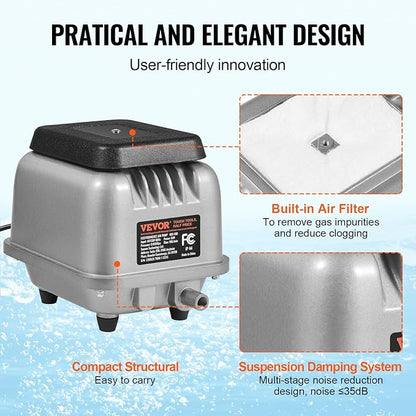 VEVOR Linear Air Pump, 90L/Min Air Flow Septic Aerator Pump, Aeration System - Image 5