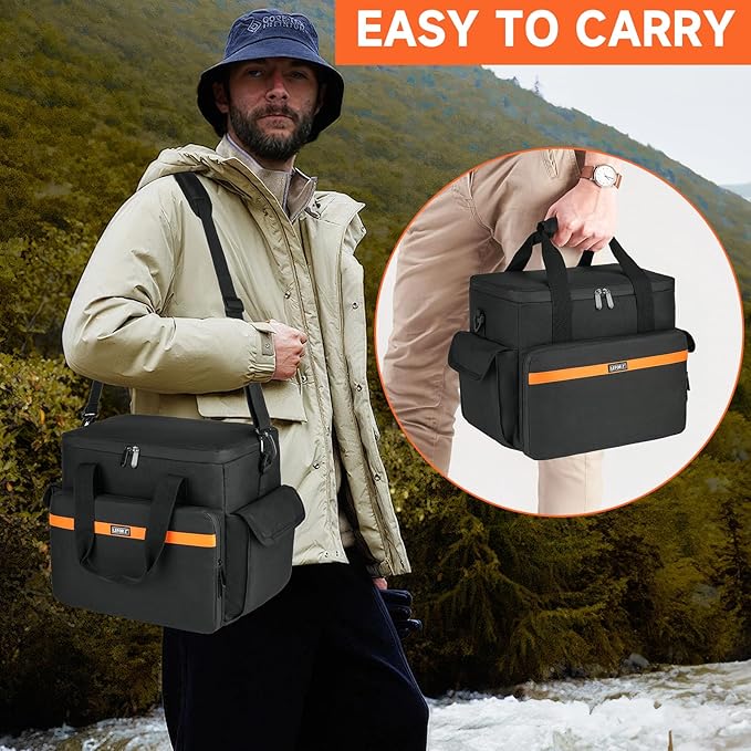 Carrying Case Compatible with Jackery Explorer 500/ECOFLOW River/River Pro/BLUETTI EB3A/GRECELL T500 Portable Power Station,Waterproof Travel Storage Bag for Charging Cable and Accessories(Bag Only)