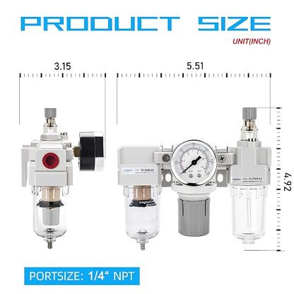 NANPU 1/4" NPT Air Filter, Regulator & Lubricator Combo - Image 3